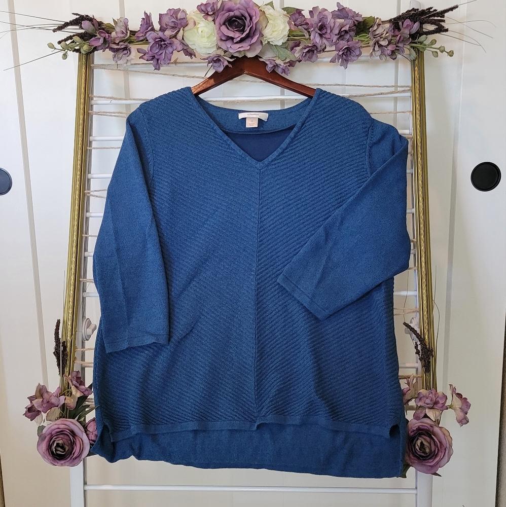 CJ Banks Teal 3/4 Sleeve Sweater